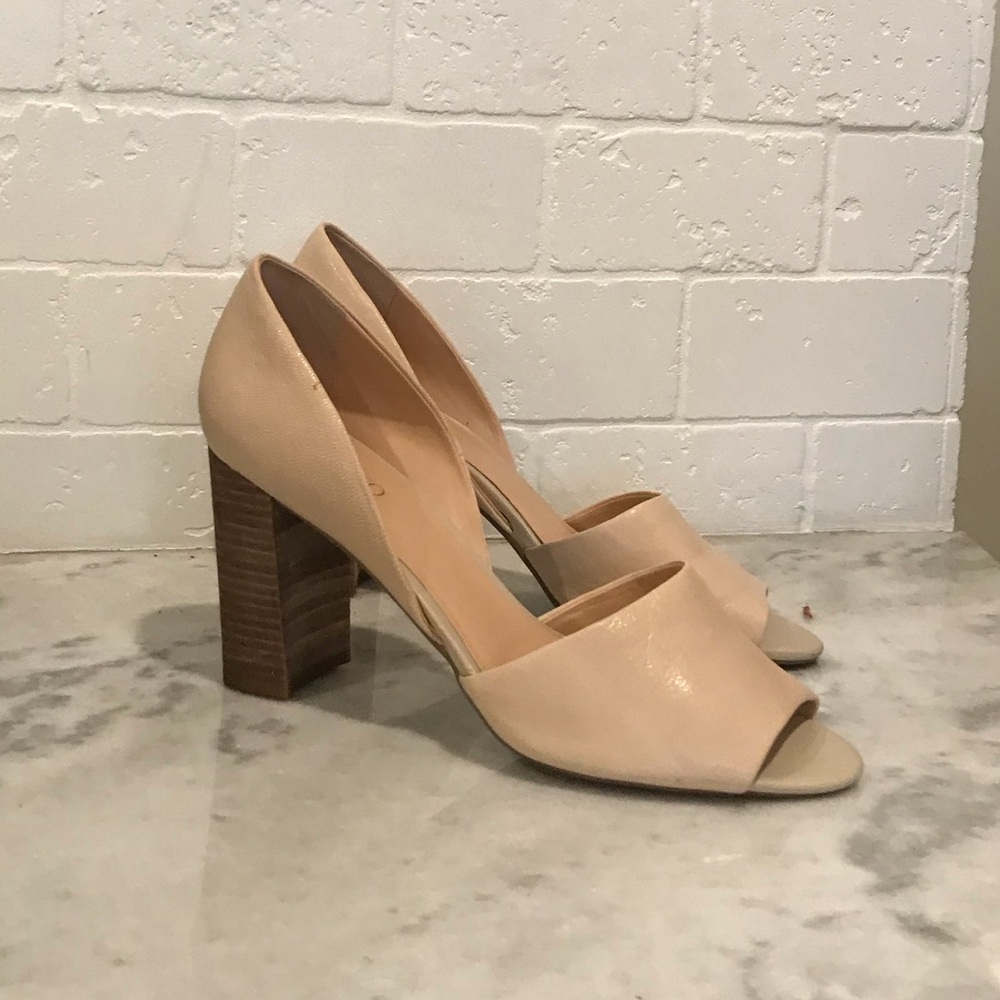 Franco Sarto Tan Stacked Block Heels